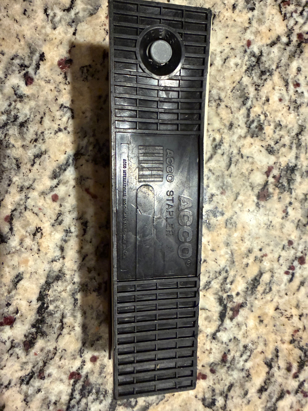 Vintage ACCO 40 Stapler – Brown & Beige Mid-Century Office Desk Stapler – Retro Industrial Office Supply
