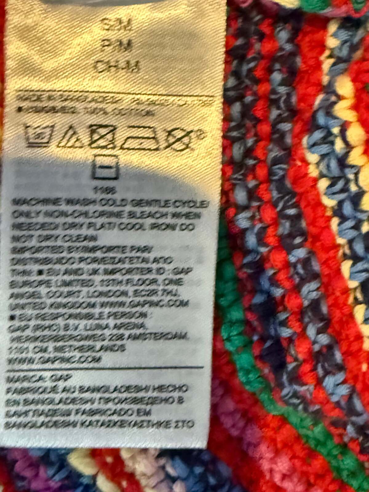 GAP Multicolor Crochet Stripe Bucket Hat – 100% Cotton Y2K Boho