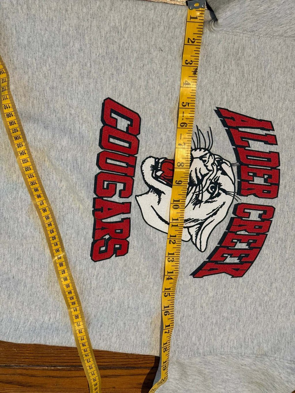 Vintage Alder Creek Cougars Jerzees Crewneck Sweatshirt – Heather Gray, Size S
