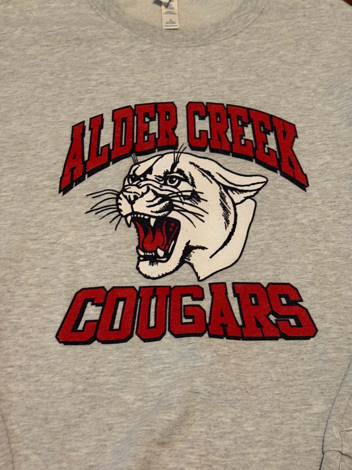 Vintage Alder Creek Cougars Jerzees Crewneck Sweatshirt – Heather Gray, Size S