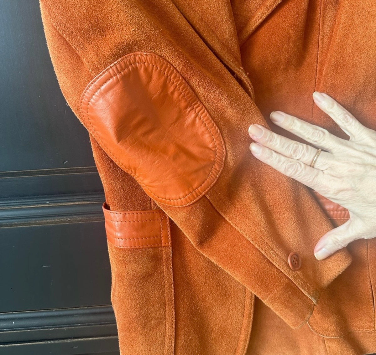Vintage 1970s Casual Corner Burnt Orange Suede Leather Blazer Jacket – Made in Uruguay