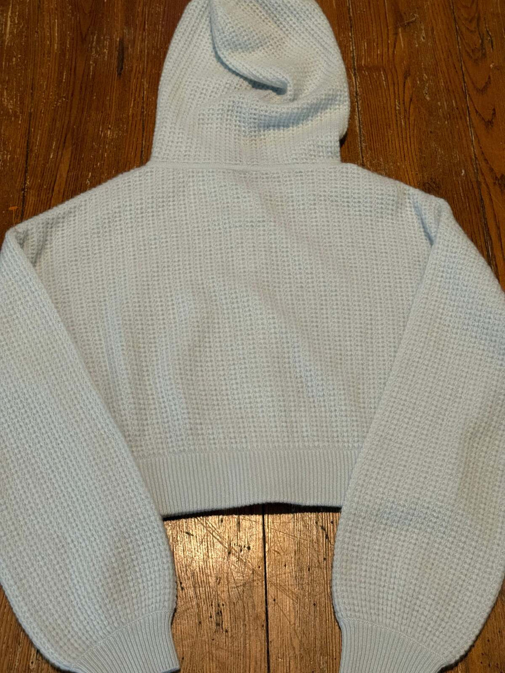 Sofia Cashmere 100% Cashmere Cropped Zip Hoodie – Delicate Blue – NWT – Size S/P