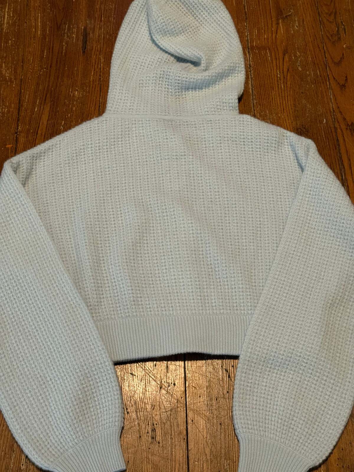 Sofia Cashmere 100% Cashmere Cropped Zip Hoodie – Delicate Blue – NWT – Size S/P