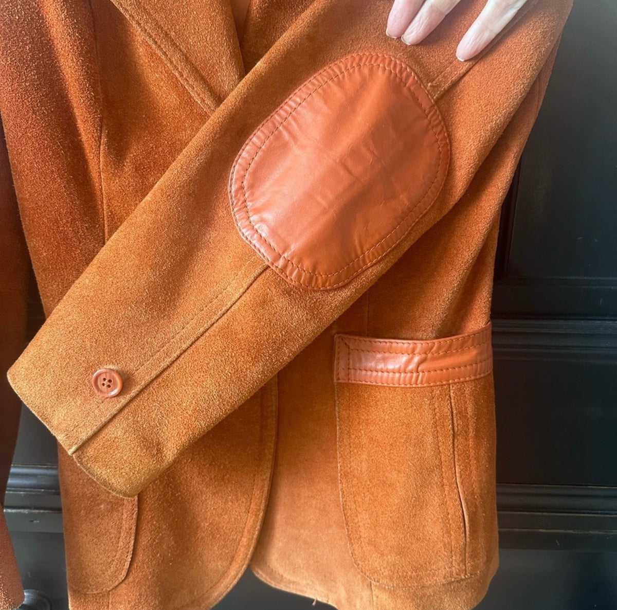 Vintage 1970s Casual Corner Burnt Orange Suede Leather Blazer Jacket – Made in Uruguay