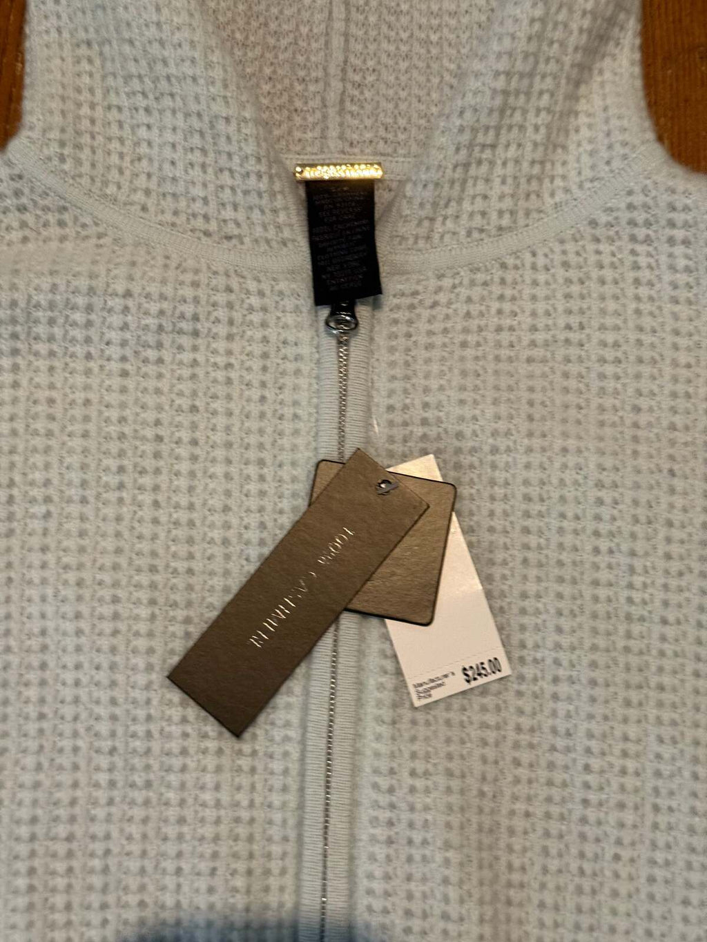 Sofia Cashmere 100% Cashmere Cropped Zip Hoodie – Delicate Blue – NWT – Size S/P
