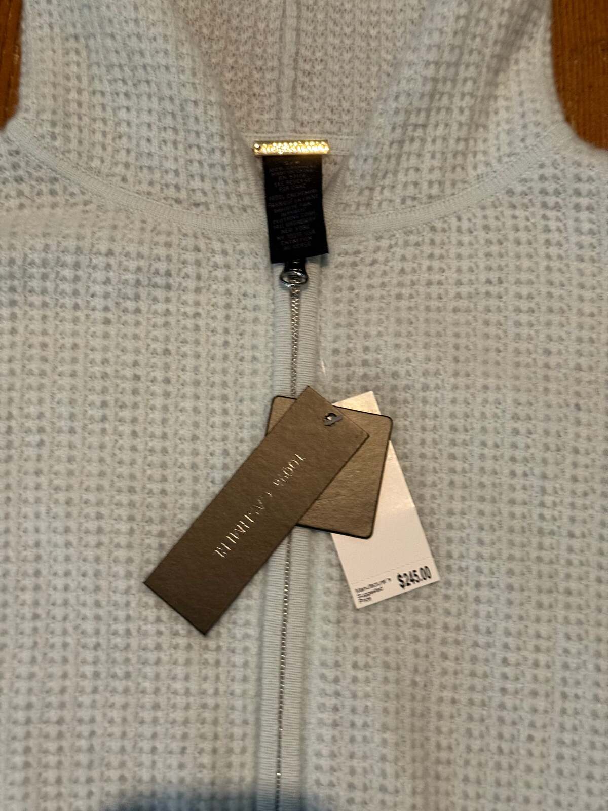 Sofia Cashmere 100% Cashmere Cropped Zip Hoodie – Delicate Blue – NWT – Size S/P