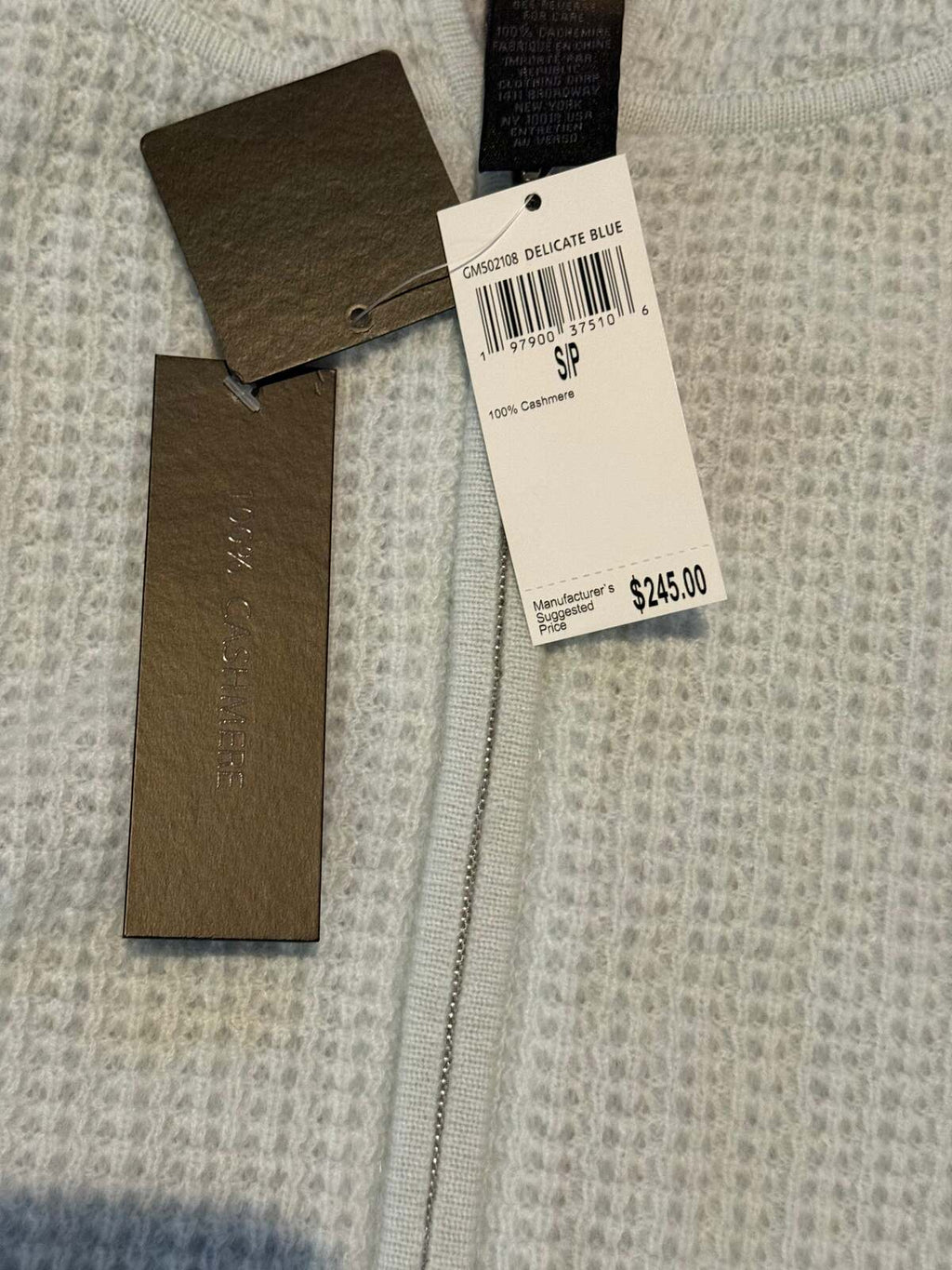 Sofia Cashmere 100% Cashmere Cropped Zip Hoodie – Delicate Blue – NWT – Size S/P