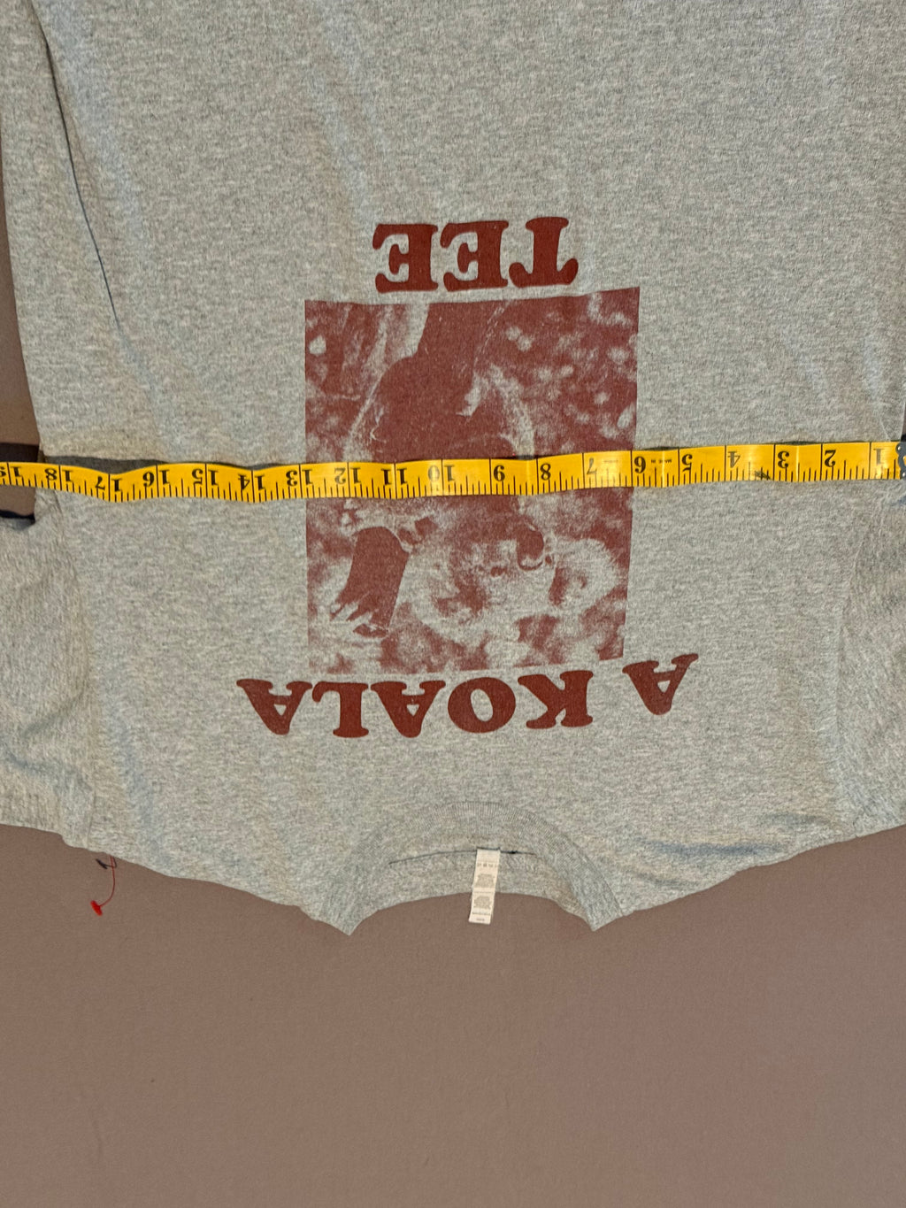 Vintage A Koala Tee Heather Gray Graphic T-Shirt – Faded Red Koala Print – Made in USA