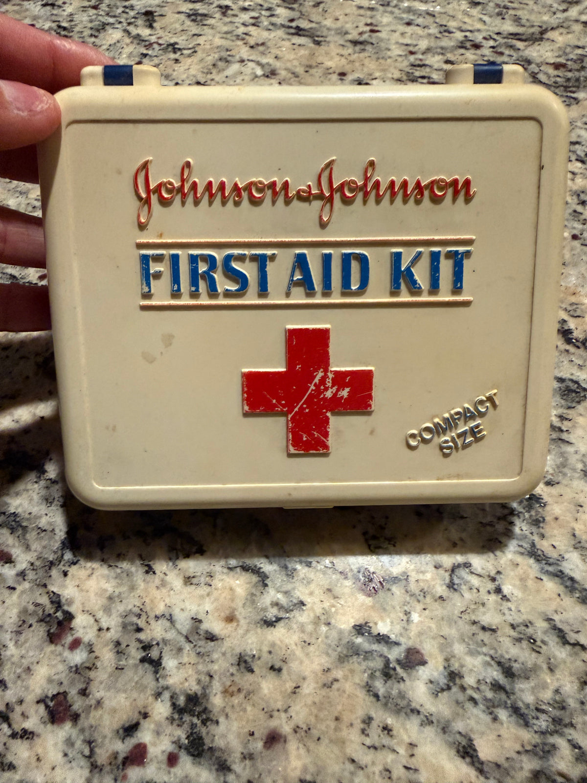 Vintage 1981 Johnson & Johnson Compact First Aid Kit Case – Red Cross Retro Medical Box
