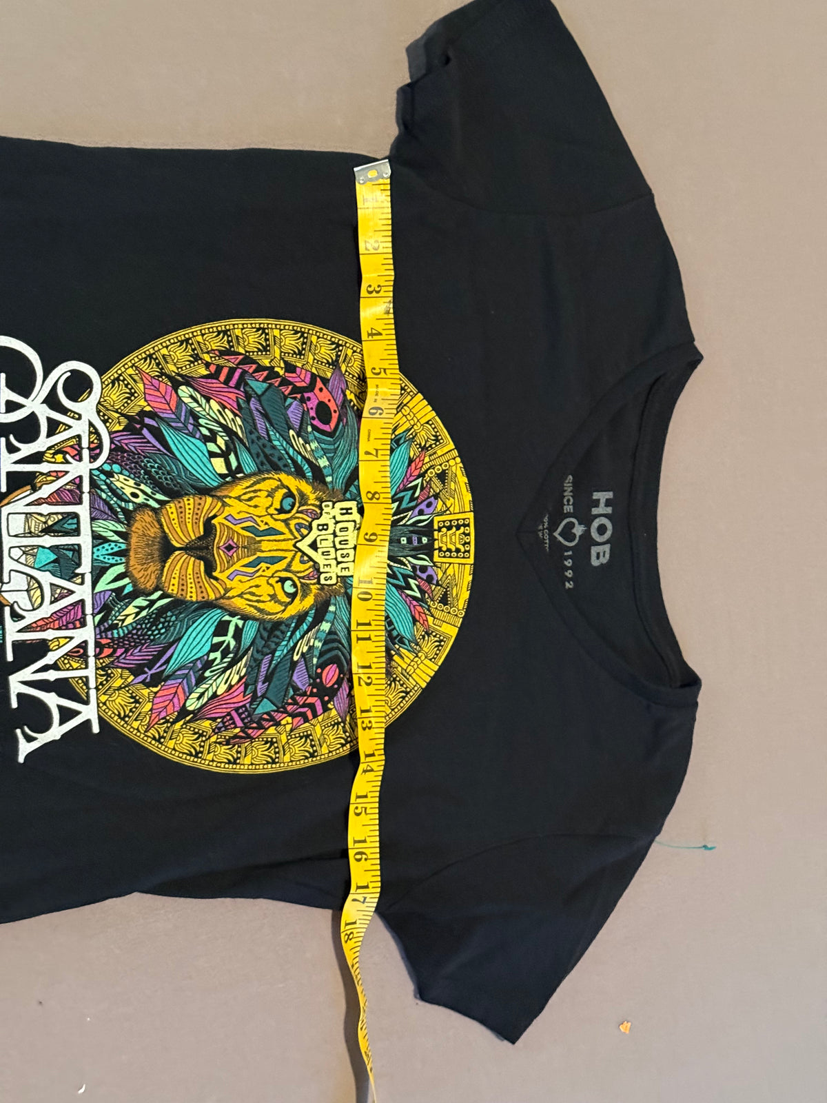 House of Blues Santana Graphic T-Shirt – Black Psychedelic Lion Tee – Women’s Medium