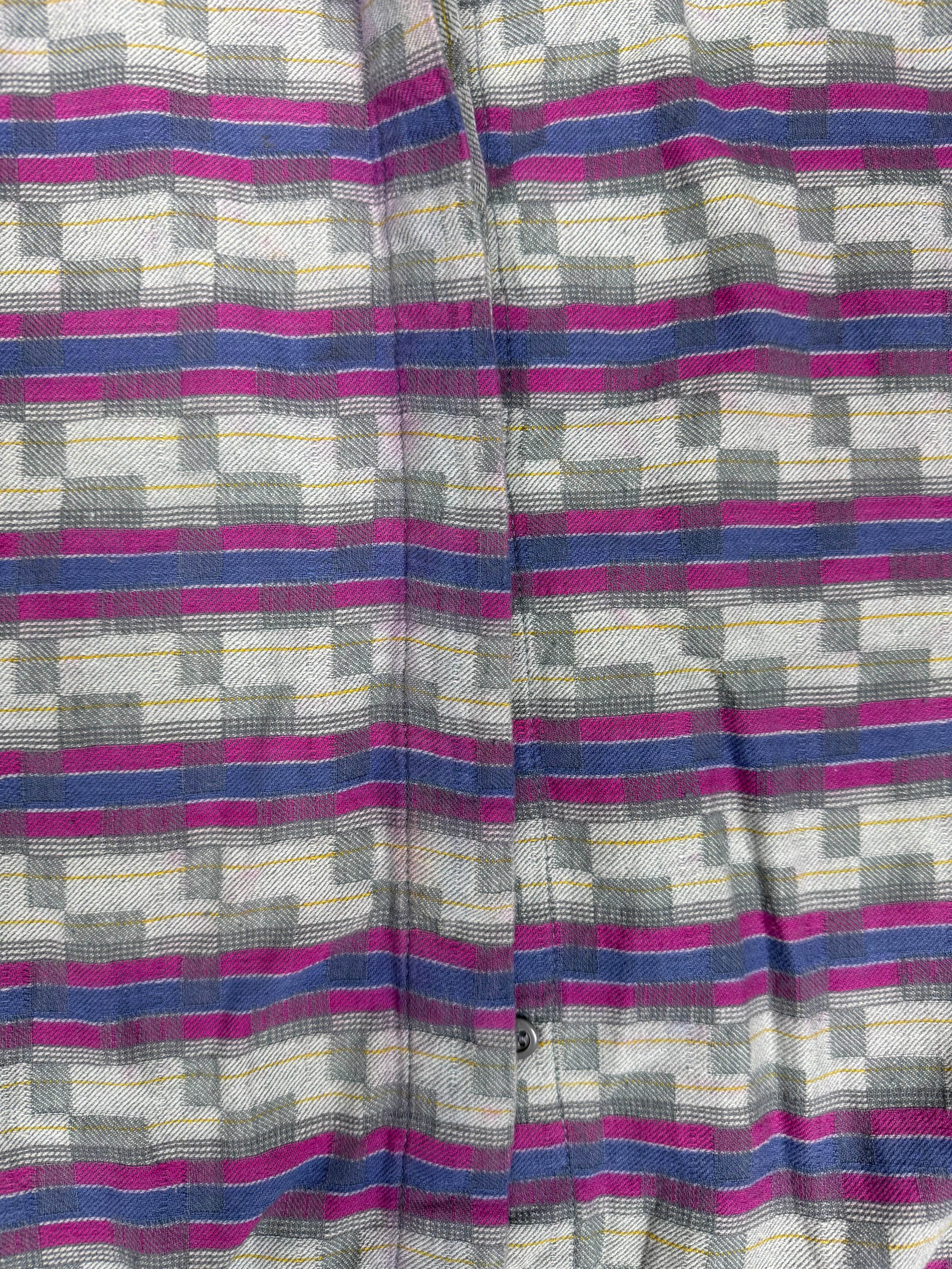 Vintage Santa Cruz San Francisco Abstract Button-Down Shirt – Blue Gray Fuchsia
