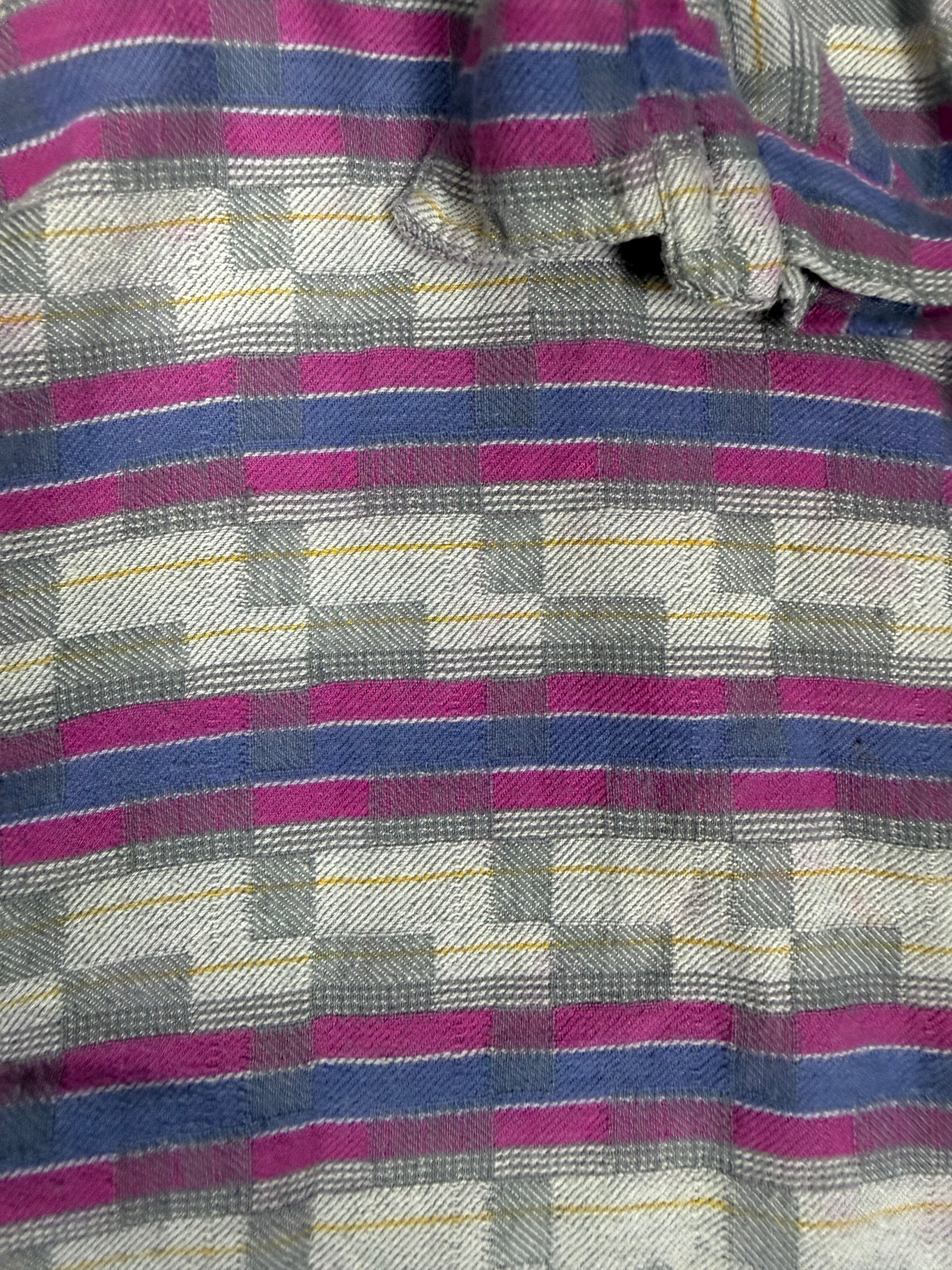 Vintage Santa Cruz San Francisco Abstract Button-Down Shirt – Blue Gray Fuchsia
