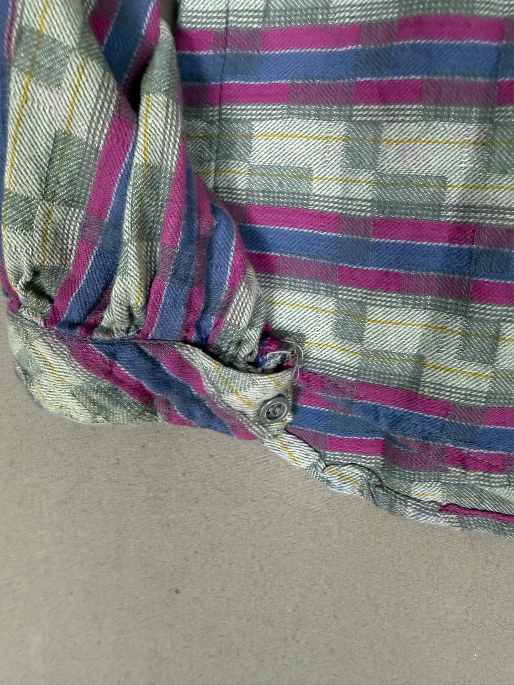 Vintage Santa Cruz San Francisco Abstract Button-Down Shirt – Blue Gray Fuchsia