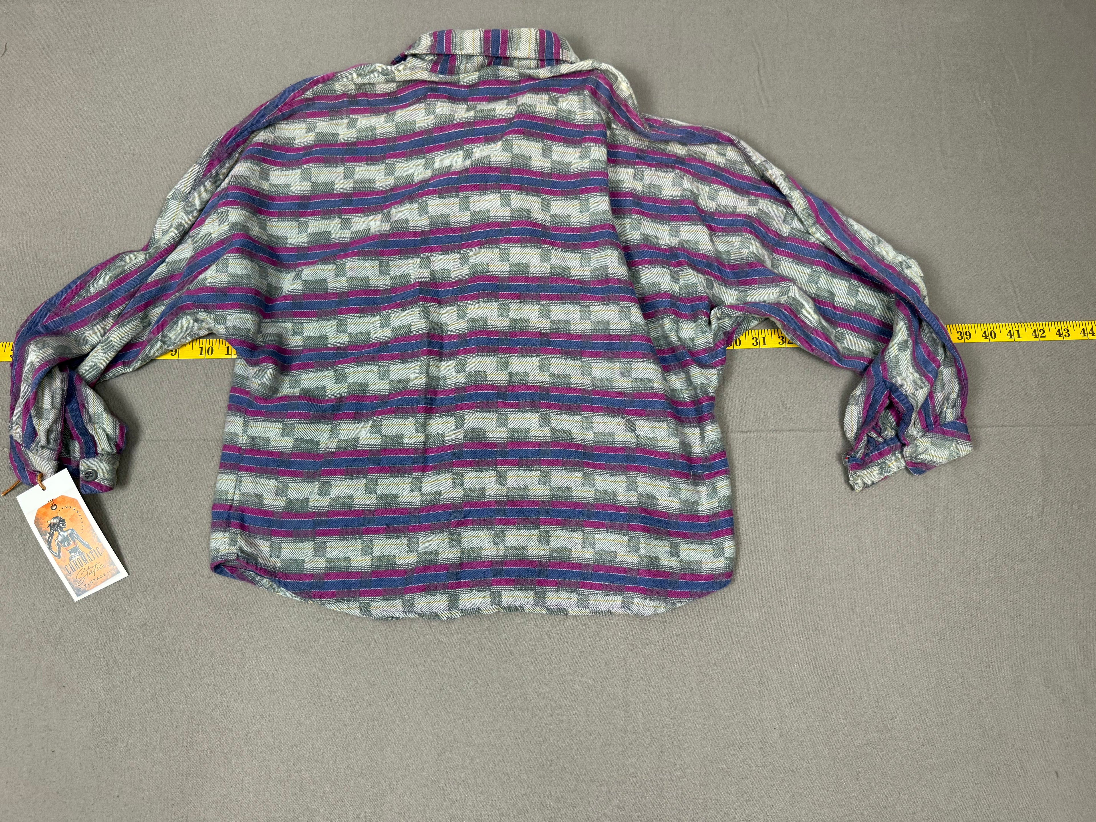 Vintage Santa Cruz San Francisco Abstract Button-Down Shirt – Blue Gray Fuchsia
