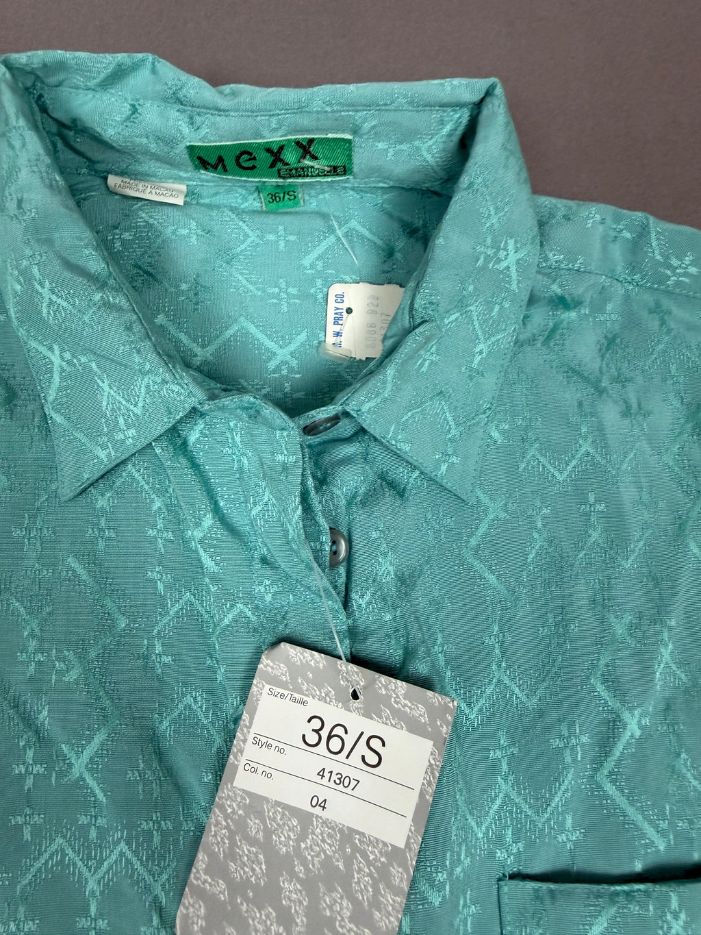 Vintage Mexx Emanuelle Teal Button-Down Shirt, NWT, Size 36/S