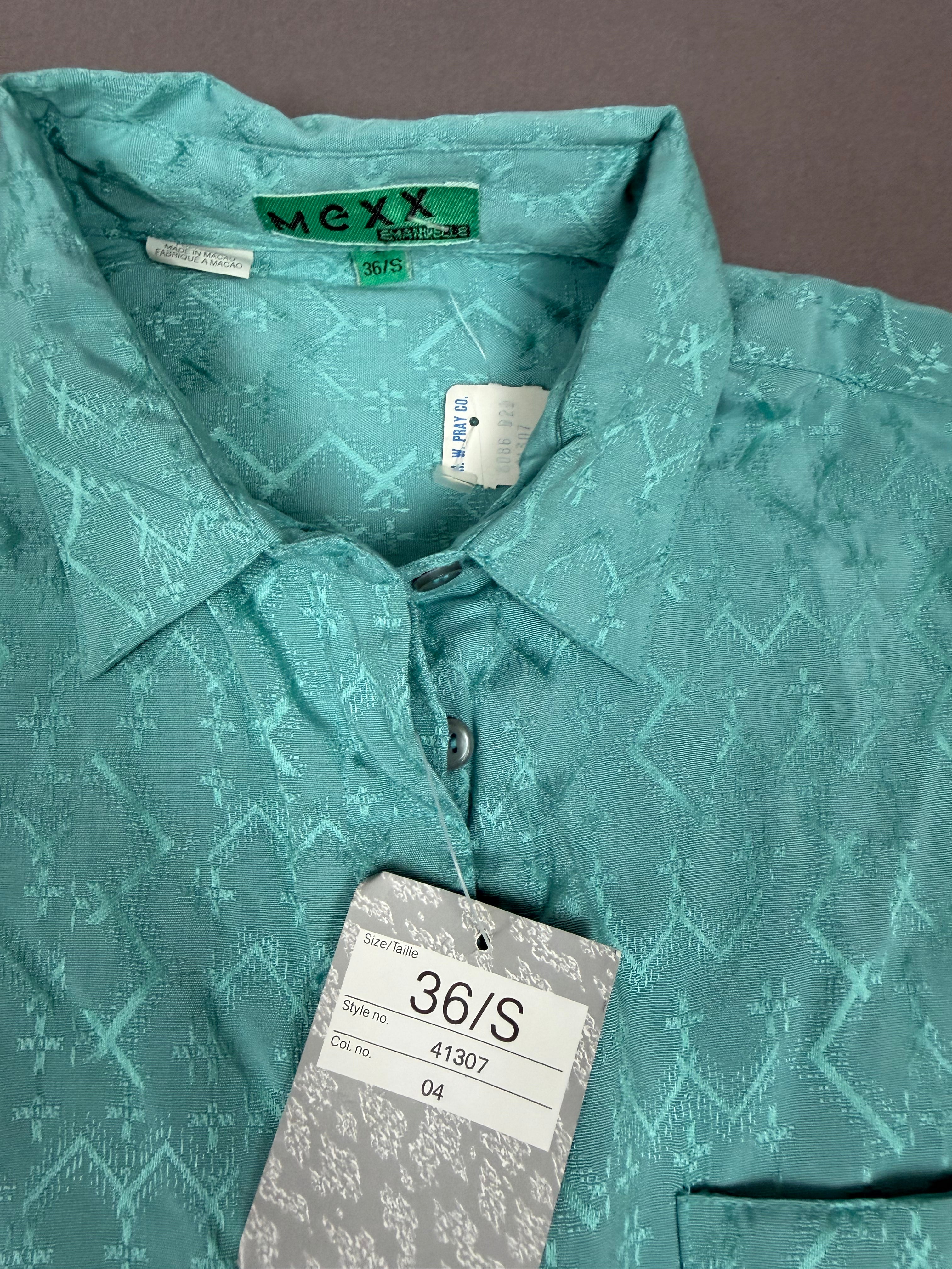 Vintage Mexx Emanuelle Teal Button-Down Shirt, NWT, Size 36/S