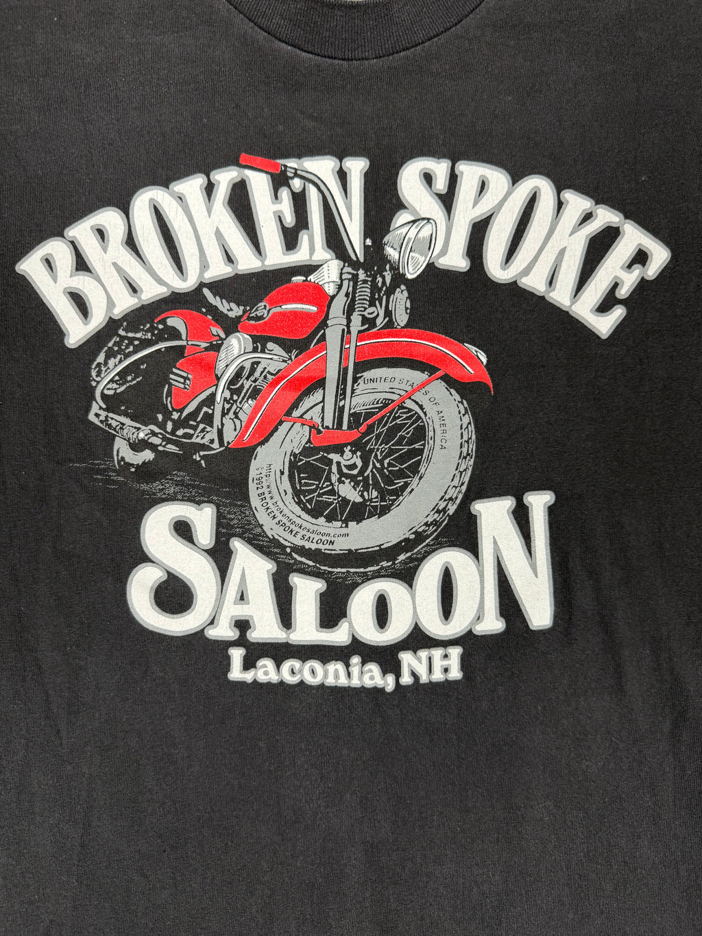 Hanes – Broken Spoke Saloon Laconia Motorcycle Rally Graphic T-Shirt – Size: Medium – Color: Faded Black