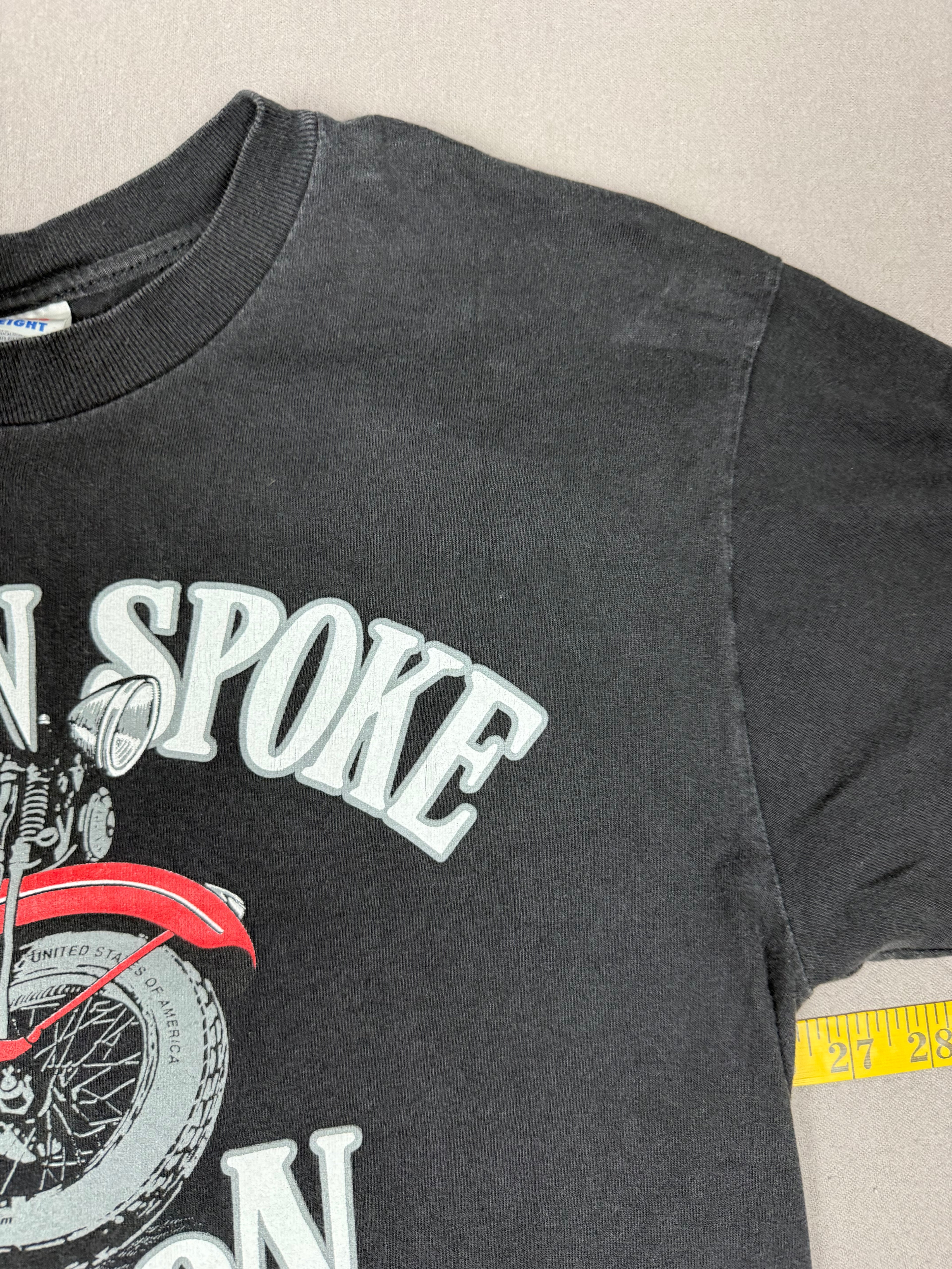 Hanes – Broken Spoke Saloon Laconia Motorcycle Rally Graphic T-Shirt – Size: Medium – Color: Faded Black