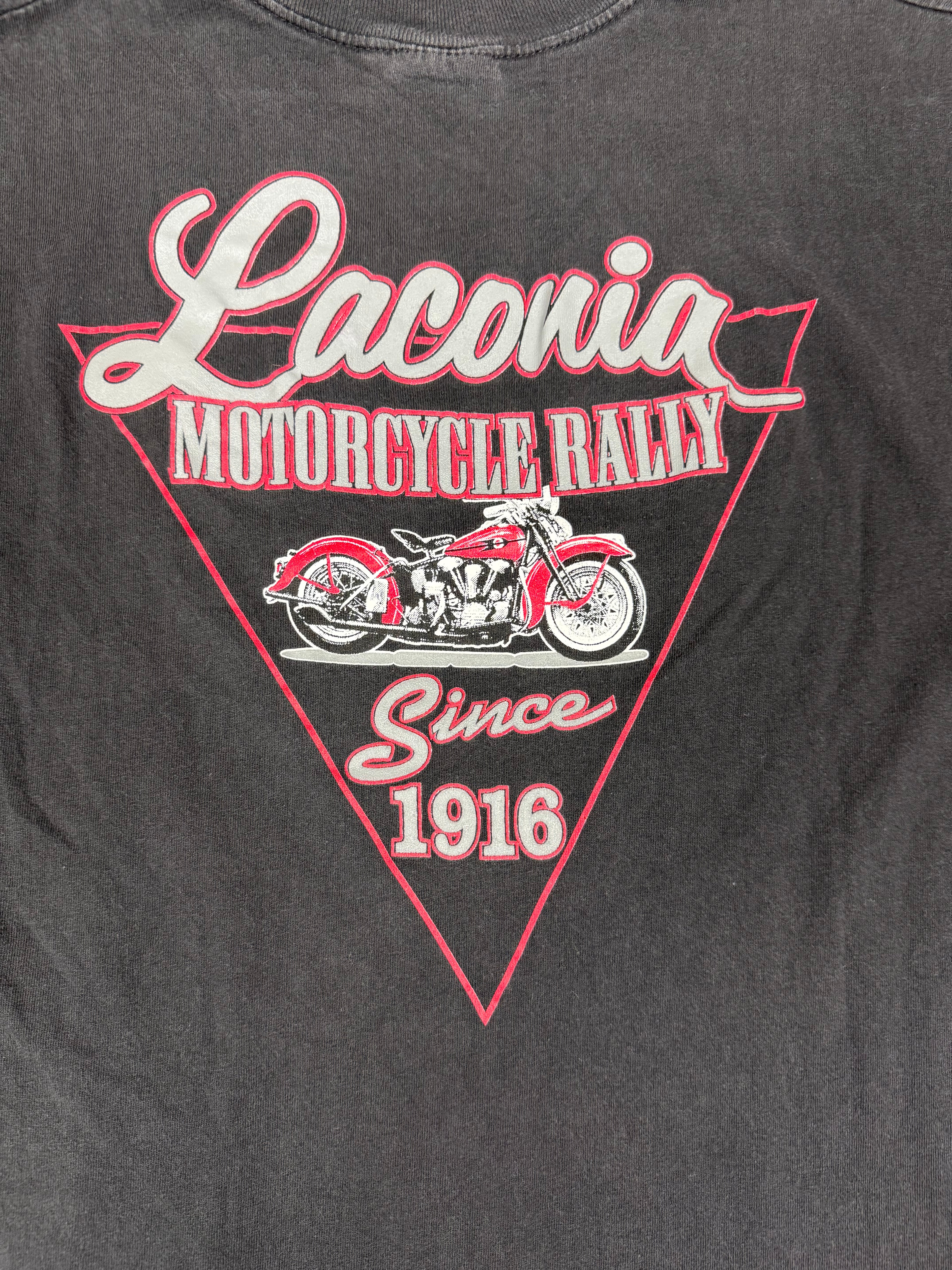 Hanes – Broken Spoke Saloon Laconia Motorcycle Rally Graphic T-Shirt – Size: Medium – Color: Faded Black