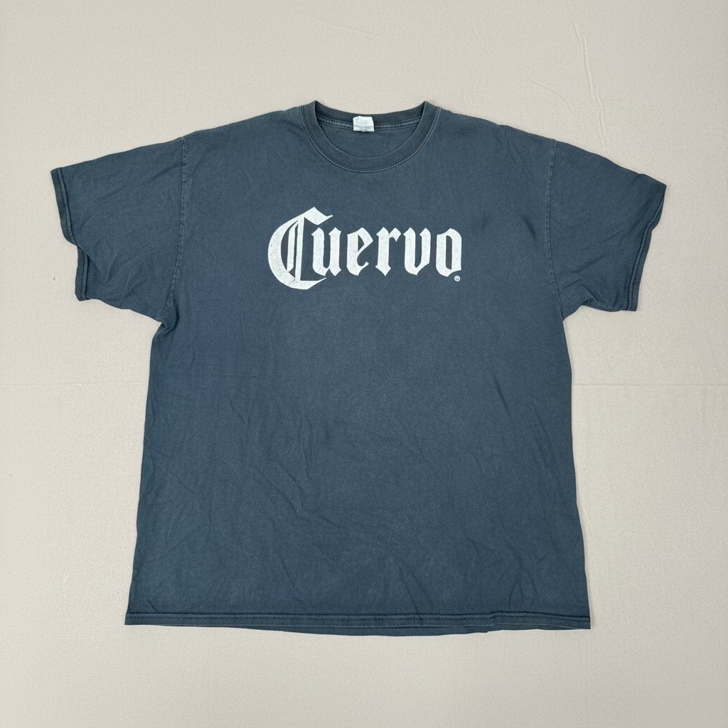 Cuervo – Faded Black Graphic T-Shirt – Size: XL