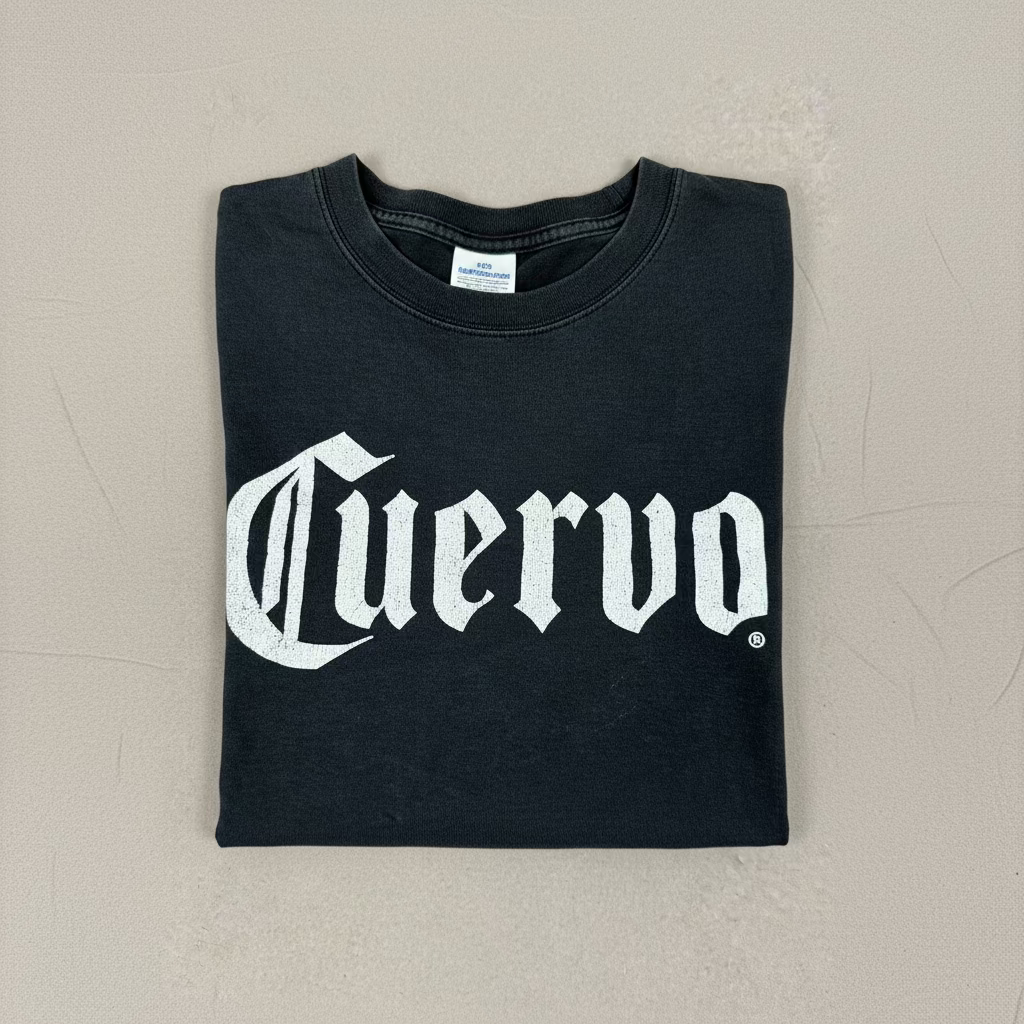 Cuervo – Faded Black Graphic T-Shirt – Size: XL