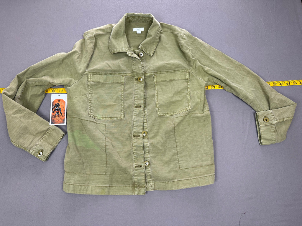 J.Jill – Women’s Army Green Utility Button-Down Shirt – Size: Small – Color: Army / Olive Green