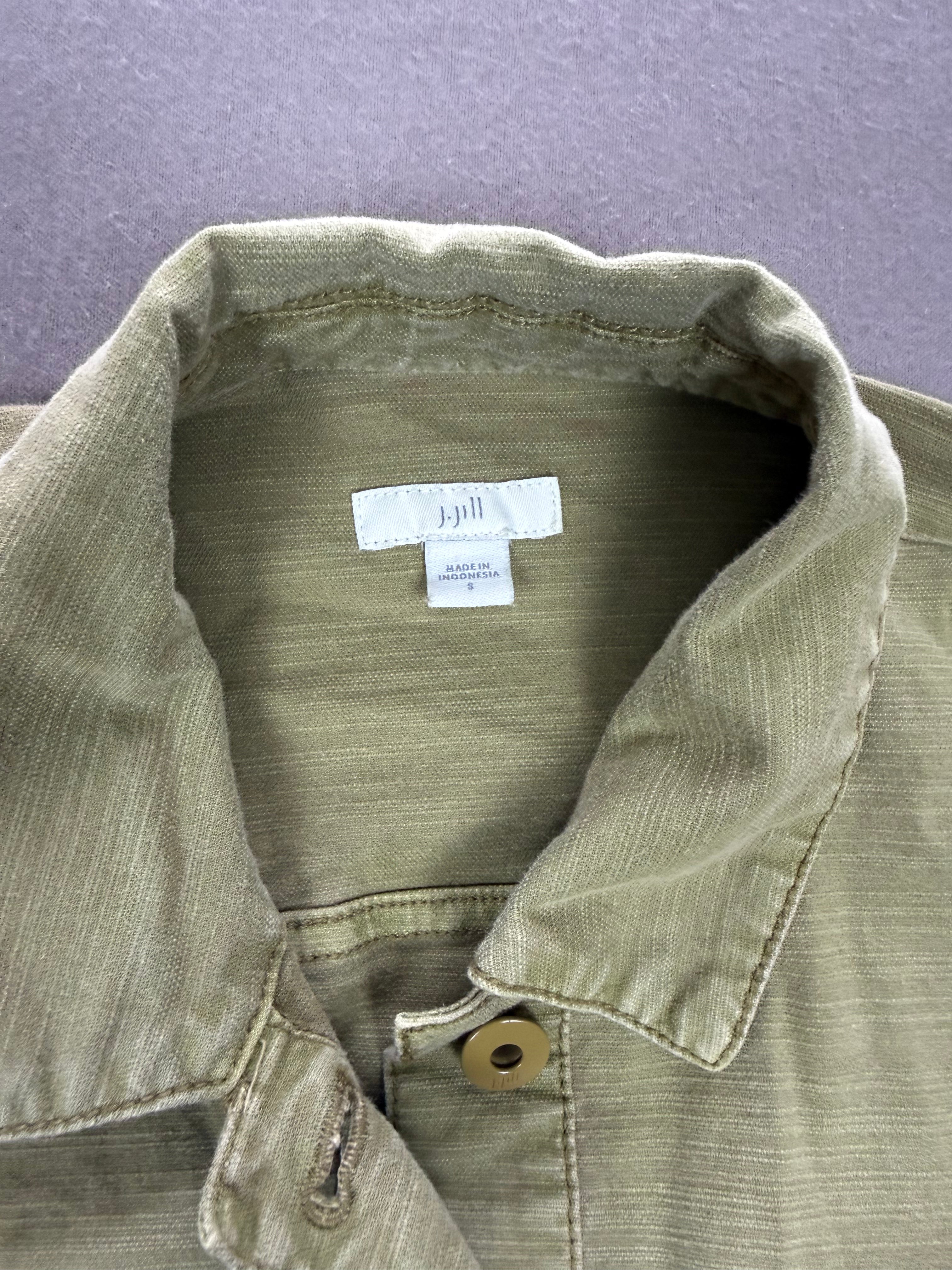 J.Jill – Women’s Army Green Utility Button-Down Shirt – Size: Small – Color: Army / Olive Green