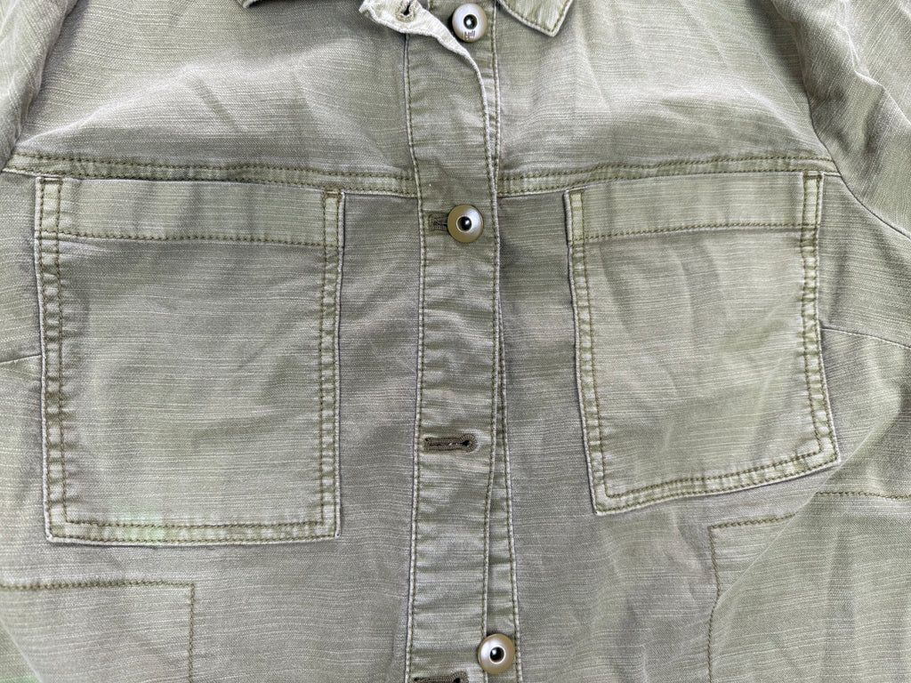 J.Jill – Women’s Army Green Utility Button-Down Shirt – Size: Small – Color: Army / Olive Green