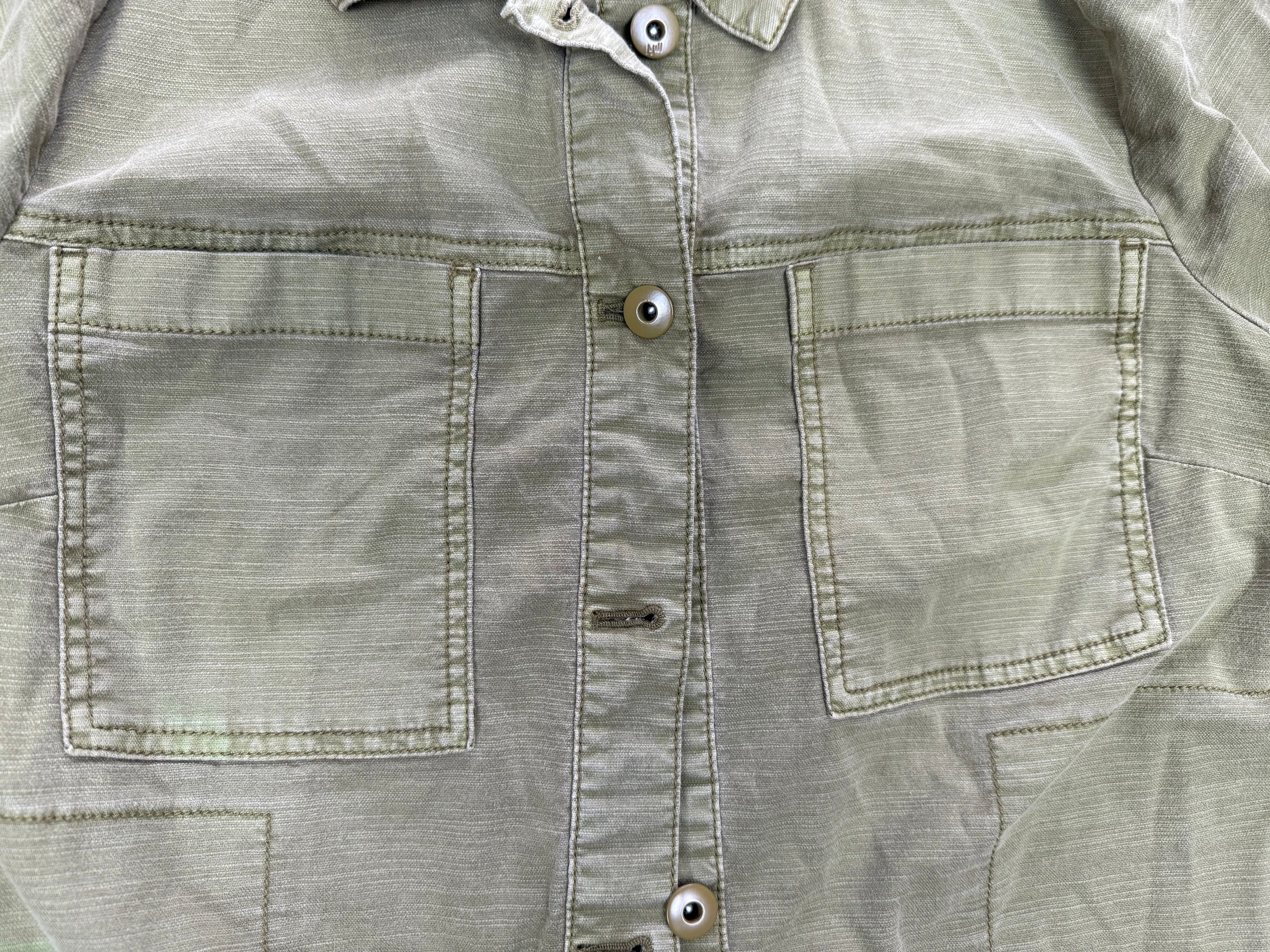 J.Jill – Women’s Army Green Utility Button-Down Shirt – Size: Small – Color: Army / Olive Green