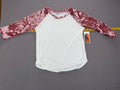 Charlotte Russe – Women’s Raglan Velour-Trim Top – Size: Medium – Color: White / Pink