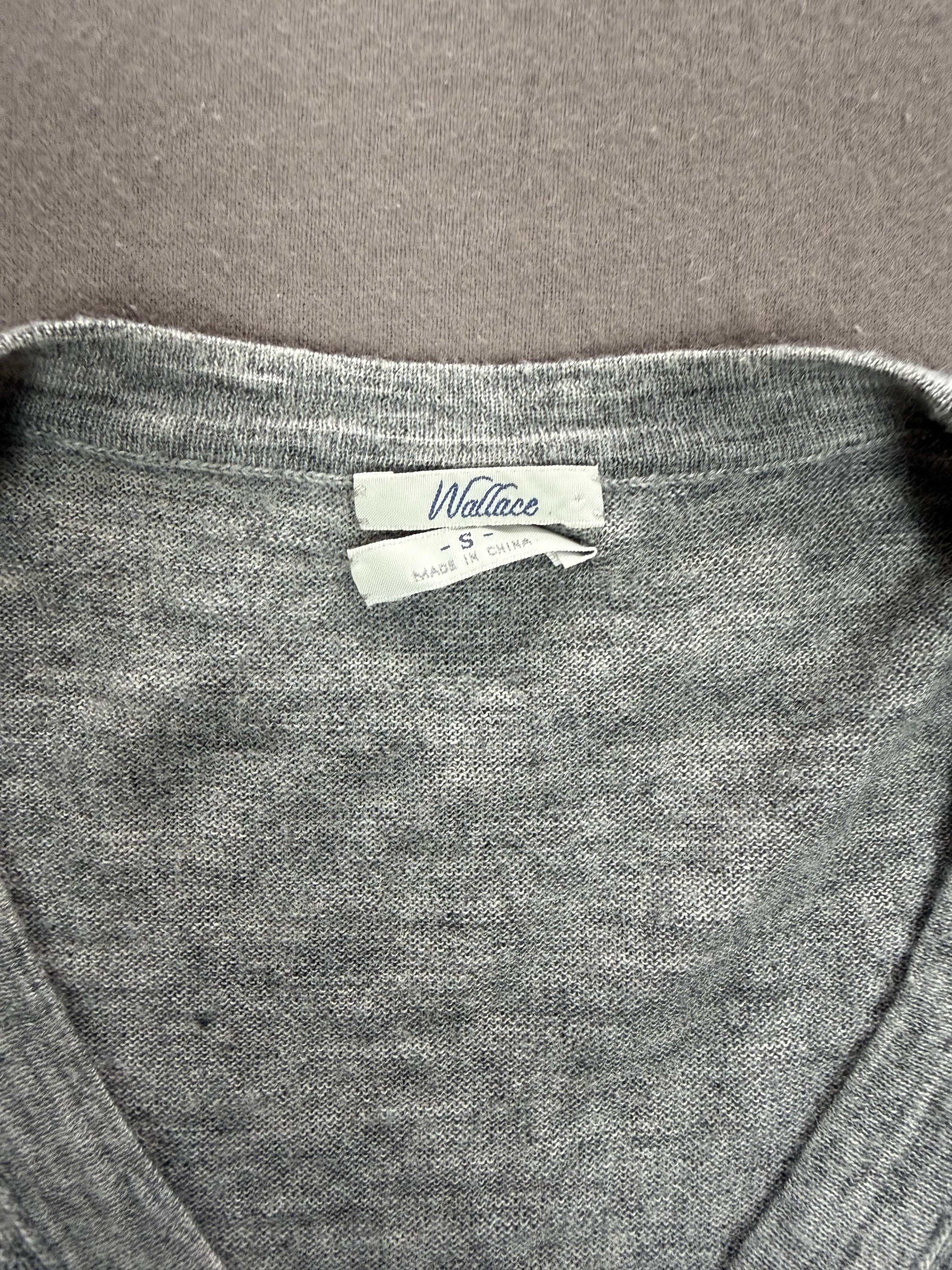 Wallace – Heather Gray V-Neck Thermal-Knit Sweater – Size: Small – Color: Heather Gray