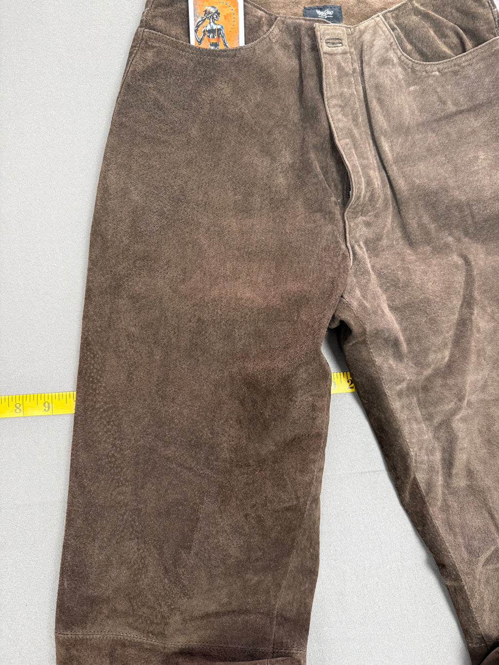 Vintage Y2K Mossimo Dark Brown Suede Leather Pants