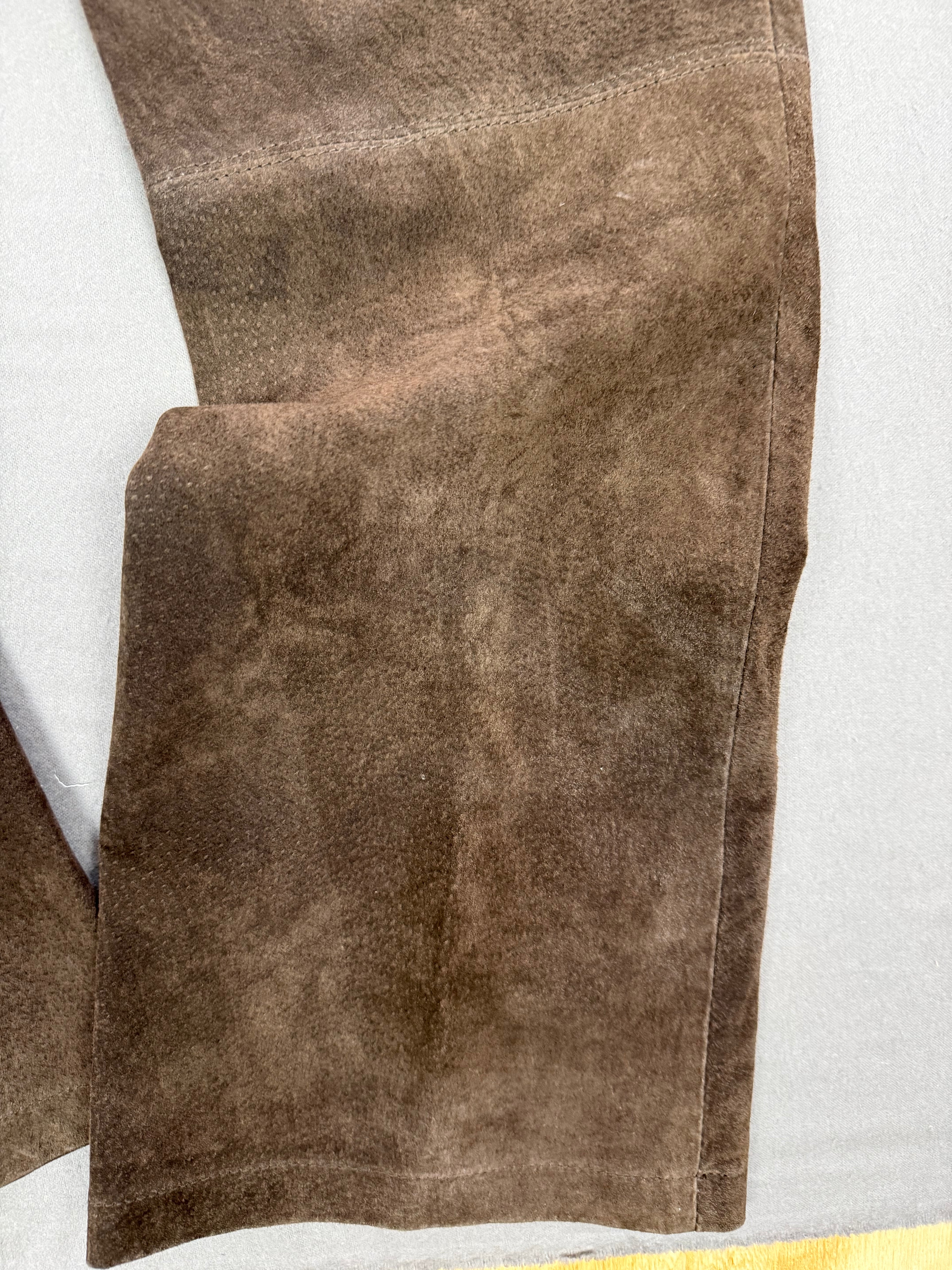 Vintage Y2K Mossimo Dark Brown Suede Leather Pants