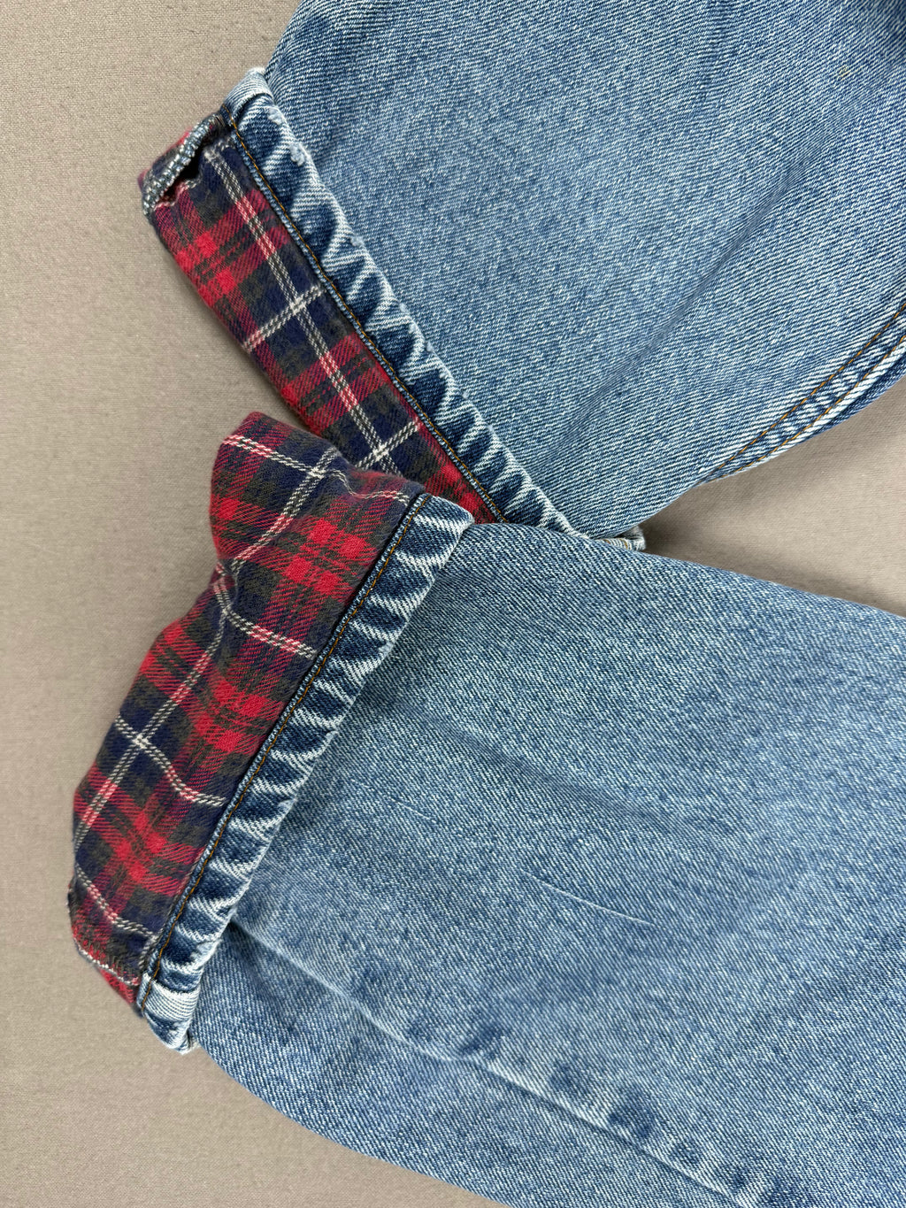 Vintage WearGuard Blue Denim Red Plaid Flannel-Lined Jeans