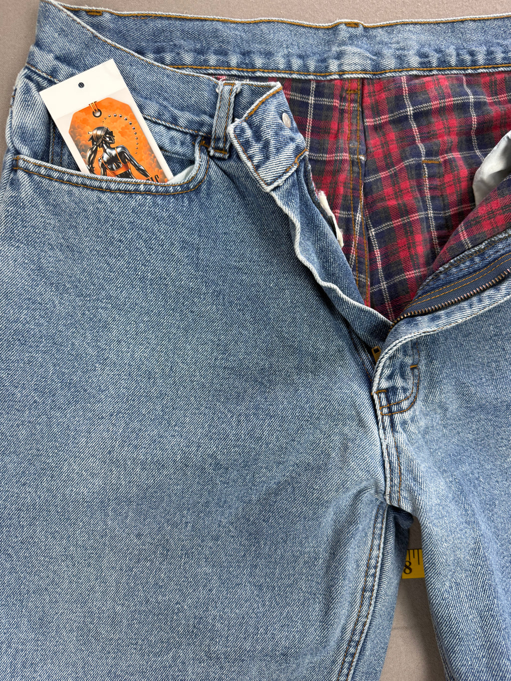Vintage WearGuard Blue Denim Red Plaid Flannel-Lined Jeans