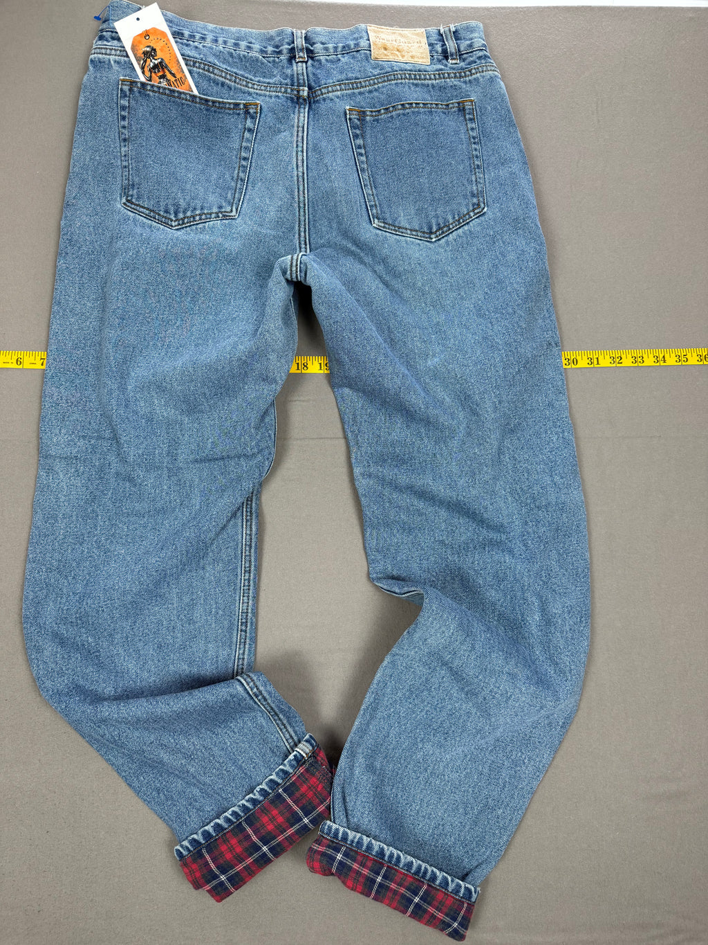 Vintage WearGuard Blue Denim Red Plaid Flannel-Lined Jeans