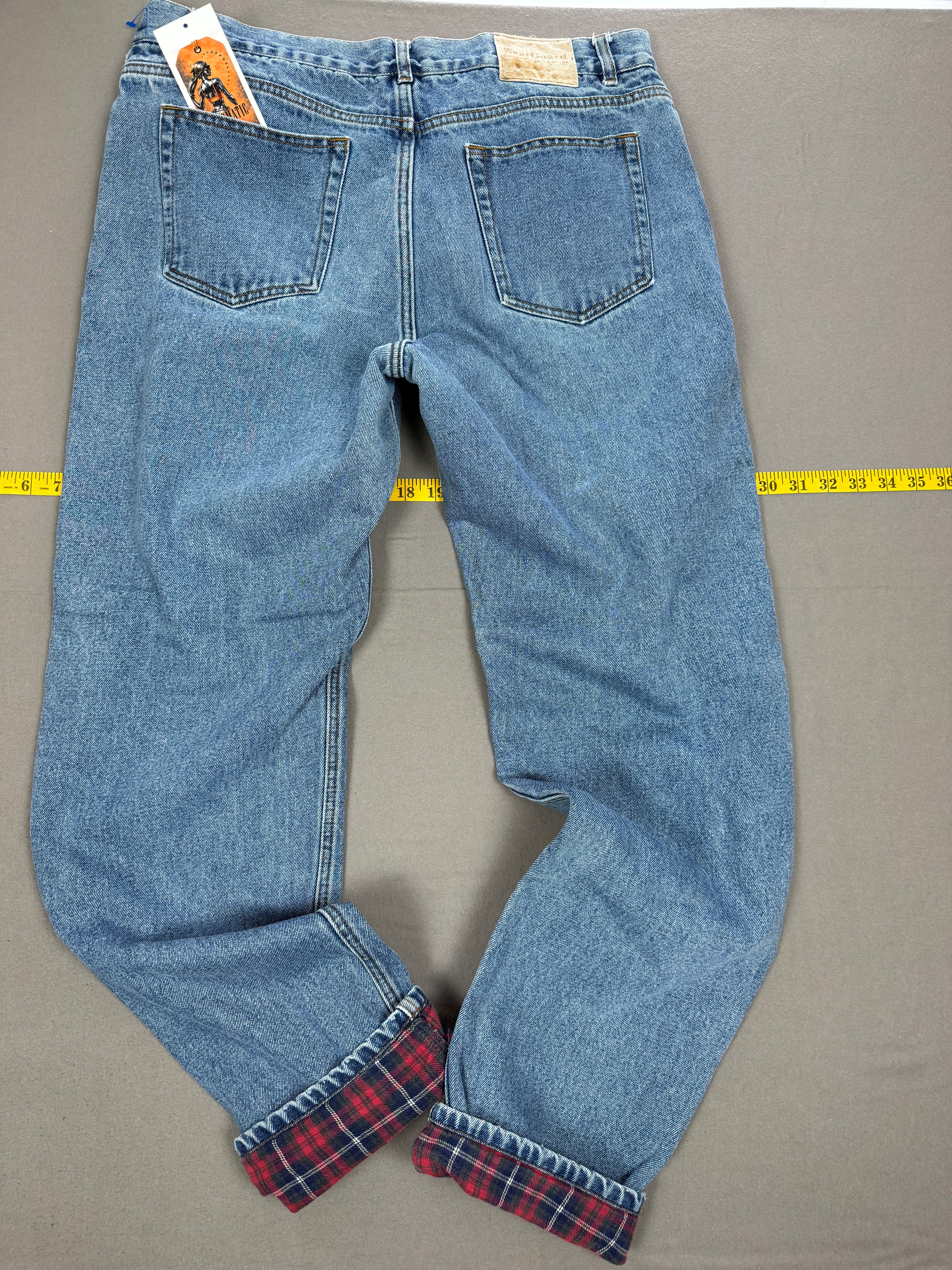 Vintage WearGuard Blue Denim Red Plaid Flannel-Lined Jeans