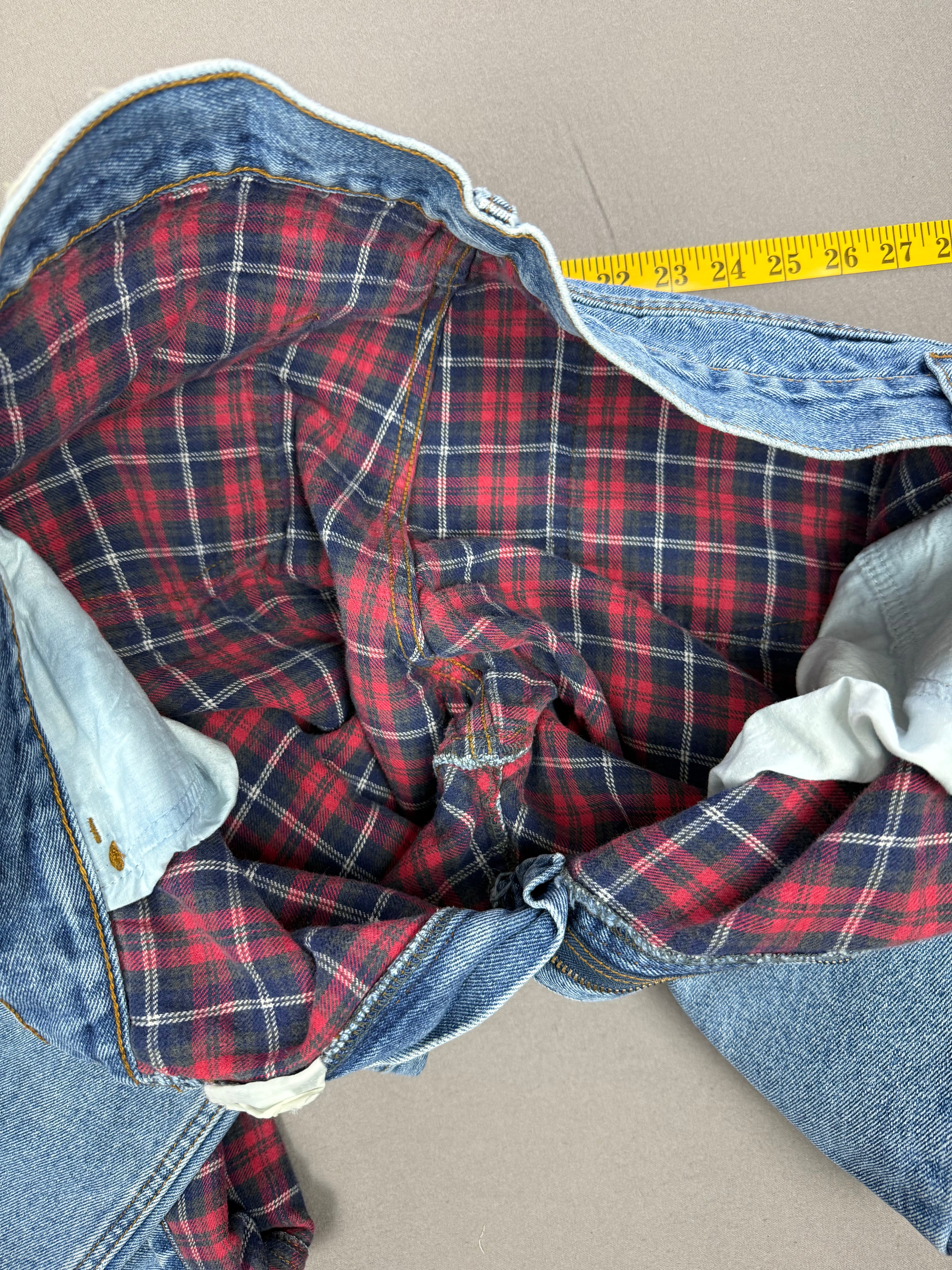 Vintage WearGuard Blue Denim Red Plaid Flannel-Lined Jeans