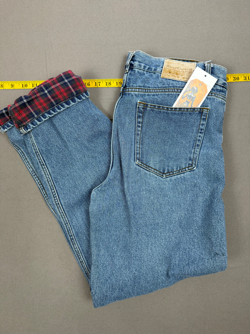 Vintage WearGuard Blue Denim Red Plaid Flannel-Lined Jeans