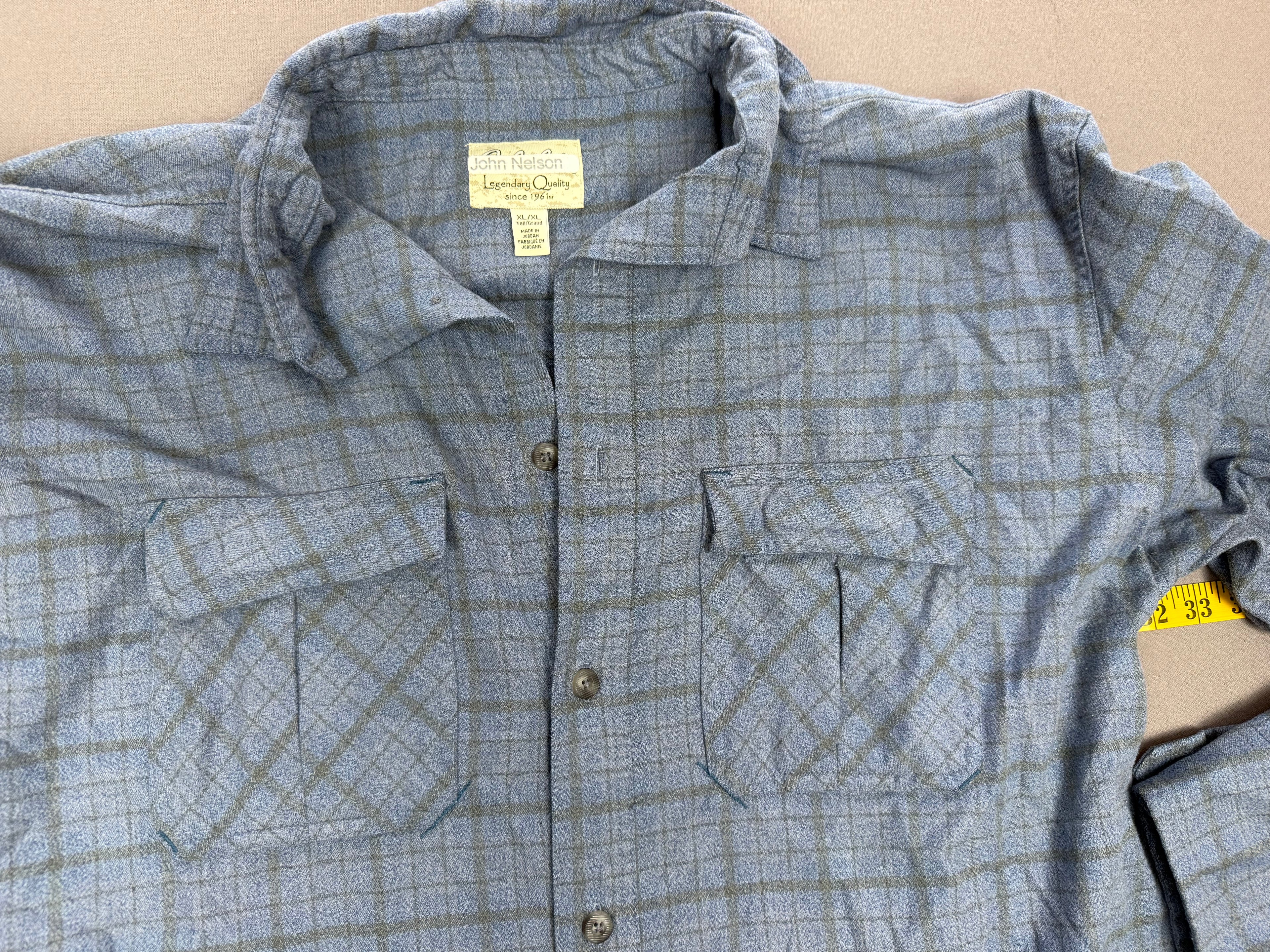 Vintage John Nelson Blue & Black Button-Down Shirt