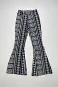 Satina Blue & White Geometric Flare Pants
