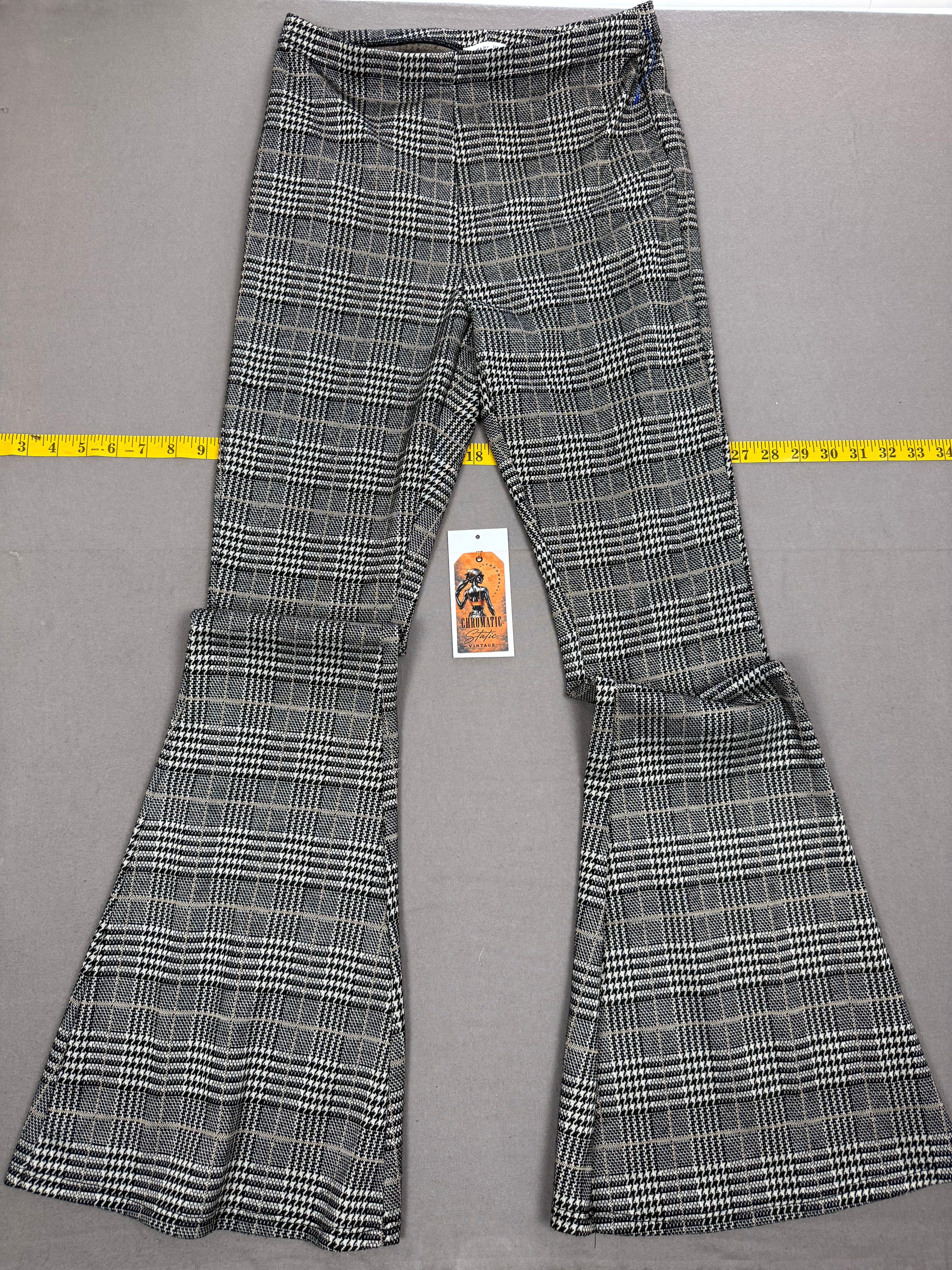 Bear Dance Houndstooth Pull-On Flare Bell Bottom Pants