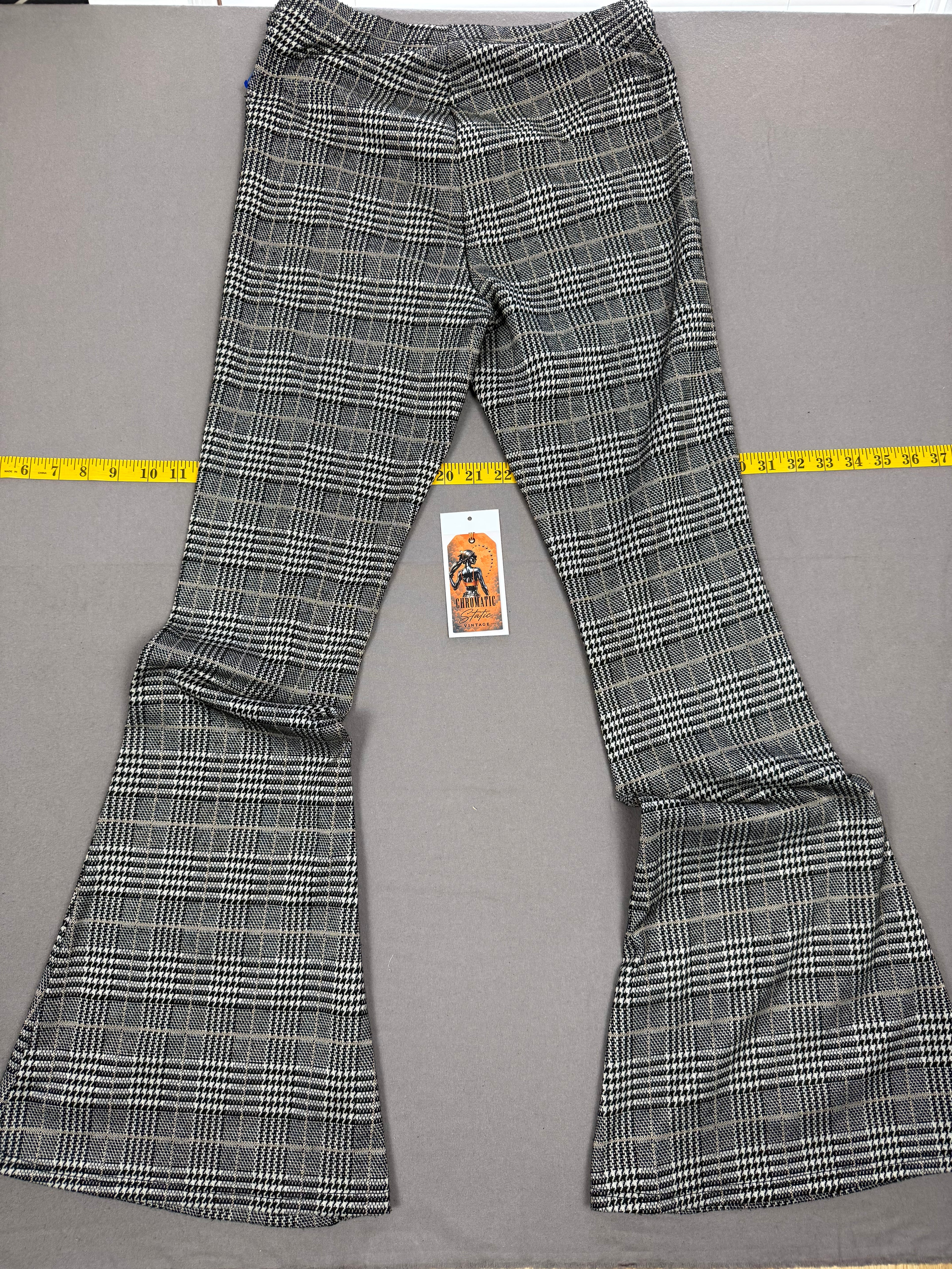 Bear Dance Houndstooth Pull-On Flare Bell Bottom Pants