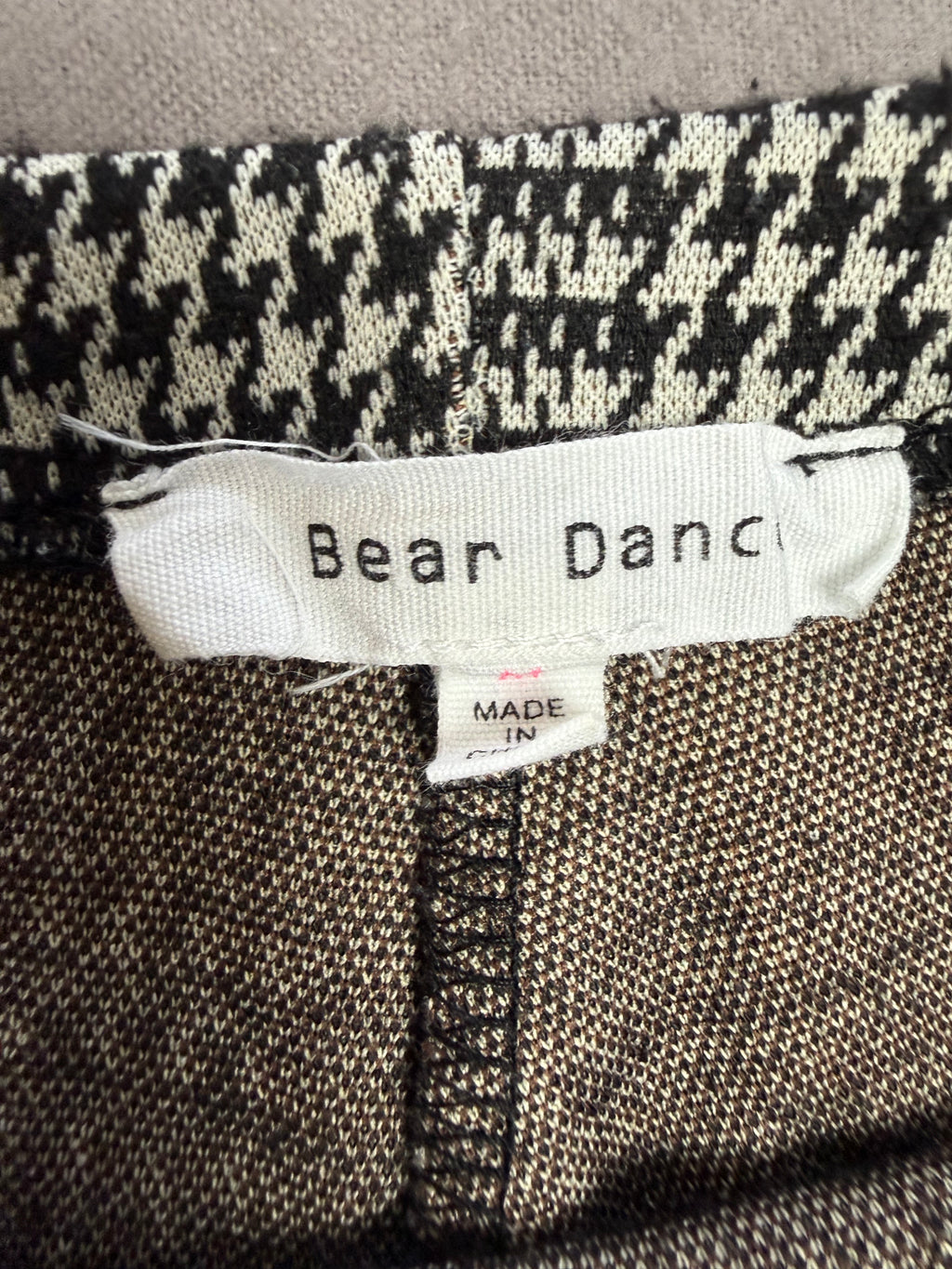 Bear Dance Houndstooth Pull-On Flare Bell Bottom Pants