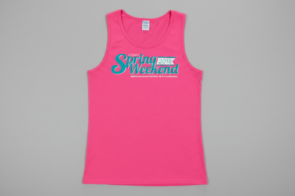 Vintage 2018 UCONN Spring Weekend Hot Pink & Teal Tank Top