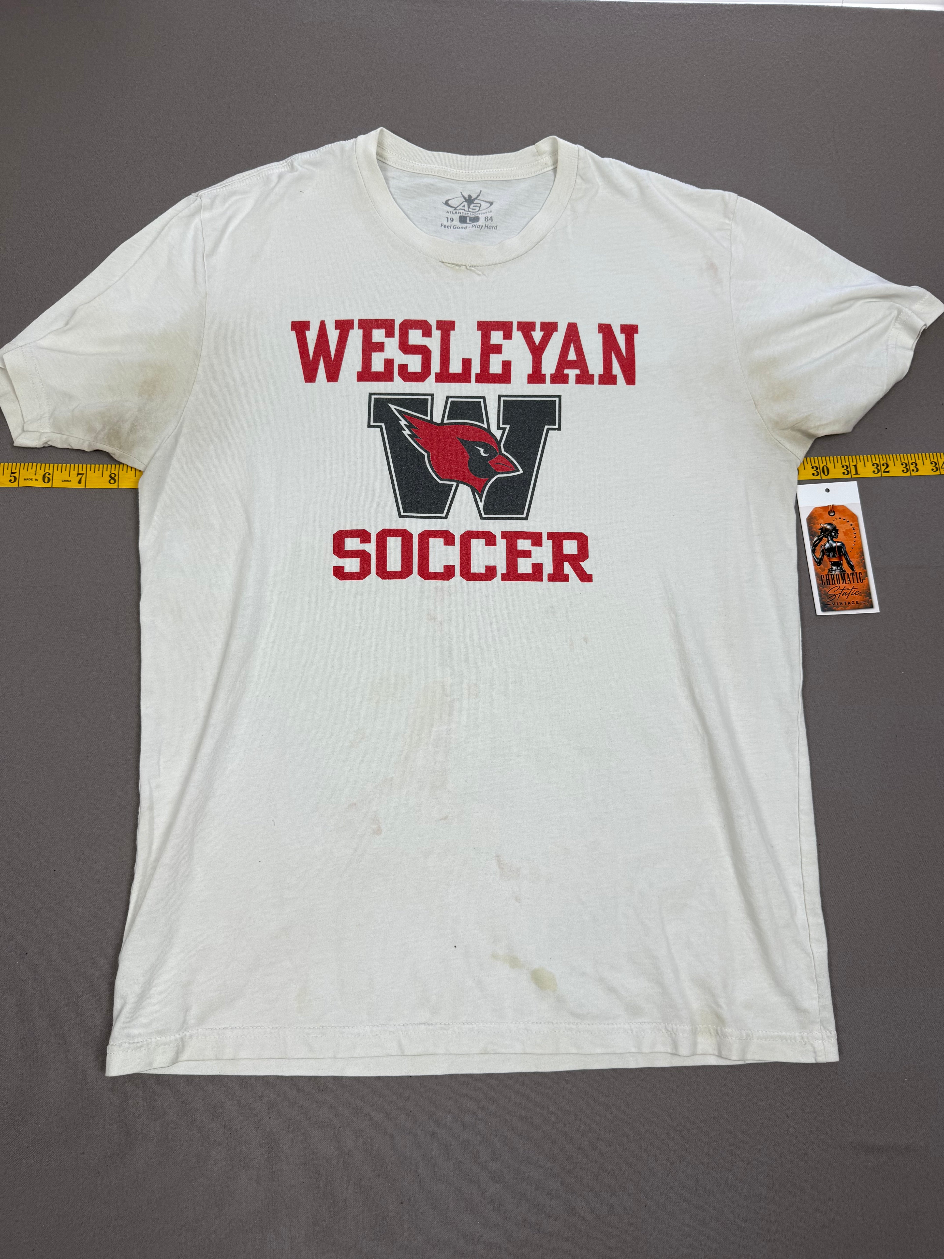 Vintage Wesleyan Soccer Cardinal Graphic T-Shirt