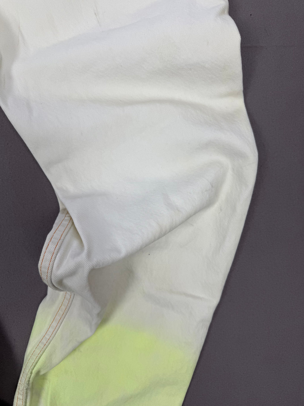 Vintage Levi’s 550 Antique White Jeans with Faded Neon Lime Hem