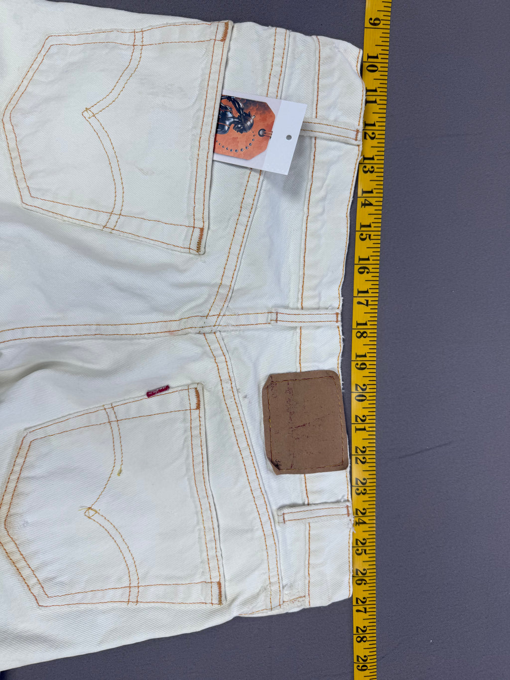 Vintage Levi’s 550 Antique White Jeans with Faded Neon Lime Hem