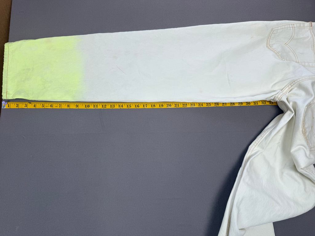 Vintage Levi’s 550 Antique White Jeans with Faded Neon Lime Hem