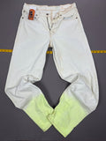 Vintage Levi’s 550 Antique White Jeans with Faded Neon Lime Hem